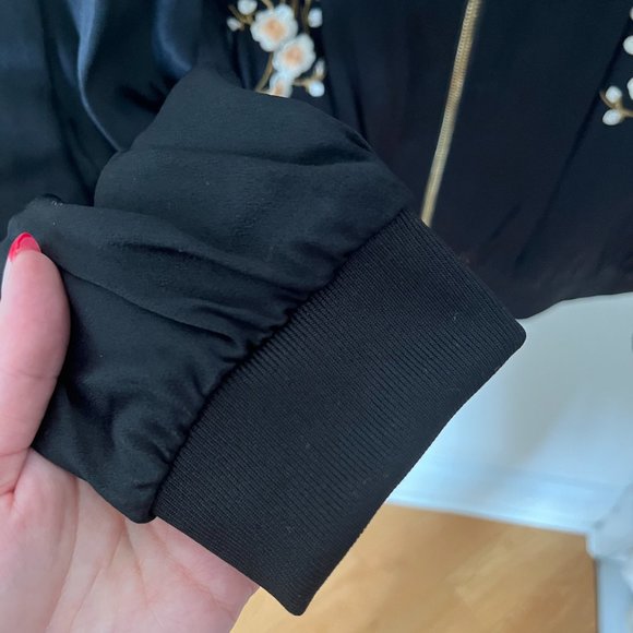 Satin Zara Embroidered Bomber Jacket with Birds - Picture 5 of 7